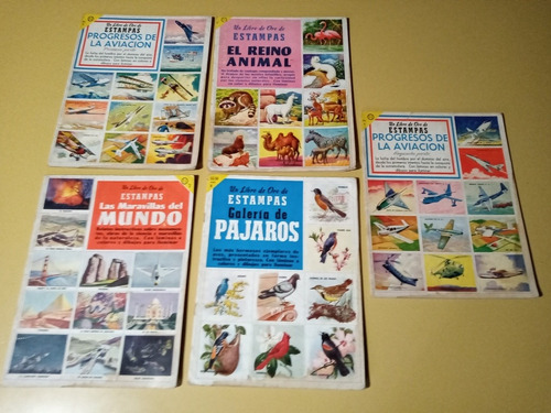 5 Albumes De Estampas Figuritas Libros De Oro Novaro 1957