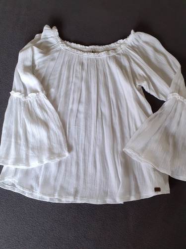 Ml Preciosa Blusa Blanca Con Mangas Acampanadas - T. L