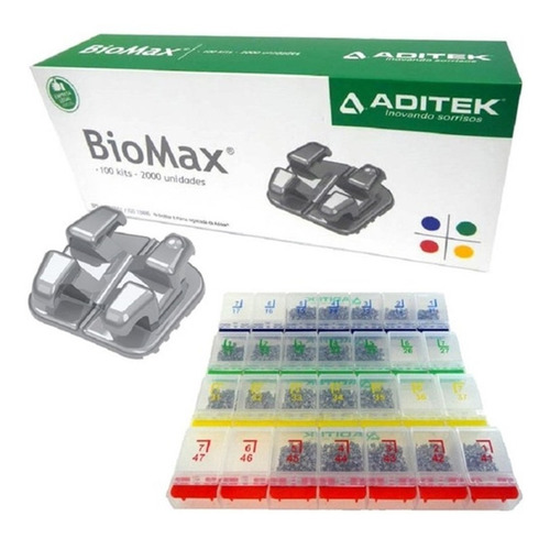 Kit Braquetes Biomax 022 Roth 100 Casos C/gancho - Aditek