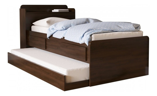 Cama De Solteiro Bibox Onix 2 Gavetas Jacaranda/madeirado -