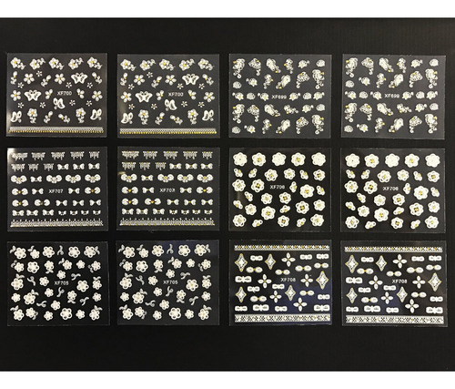 Wrapables Blanco Con Oro Brillantes Arte 3d Pegatinas De Uña