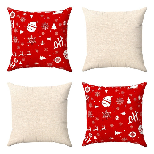 Kit Capa De Almofada Natal 45x45 Decoração Papai Noel Renas