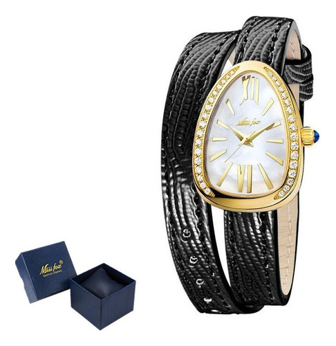 Reloj Missfox Fashion De Cuero Y Cuarzo Con Diamantes