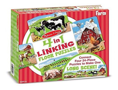 Melissa & Doug Granja 4-en-1 Jumbo Vinculación Jigsaw Rompec