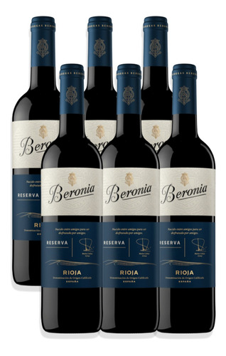 Beronia Reserva Vino Tinto Rioja Tempranillo 750ml España X6