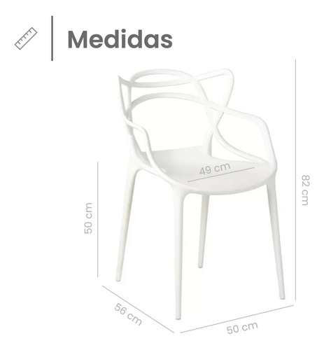 Silla Plastico Reforzada Apilable Comedor Exterior Jardin Color Blanco Smart Tech HY-01