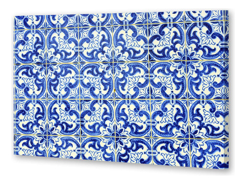 Cuadro 16x24cm Azulejos Azul Desnivel Estilo Deco