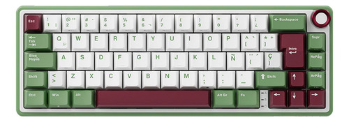 Teclado para jogadores com fio Royal Kludge R65 Green Rgb USB-c, idioma espanhol