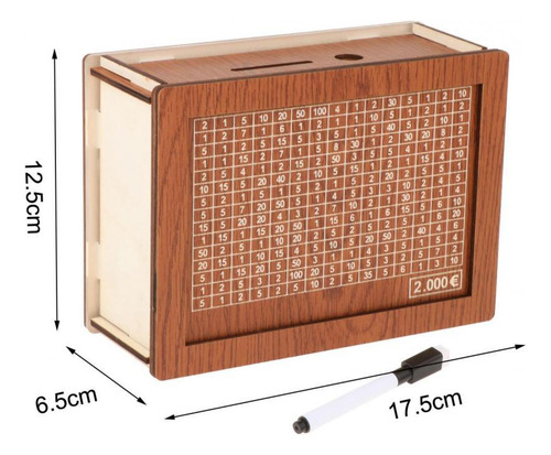 Hucha De Madera Con Contador De Motivación 2000euros