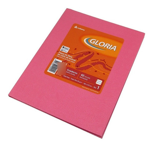 Cuaderno Gloria Tapa Dura X42 Hojas Rayadas Forrado Rosa