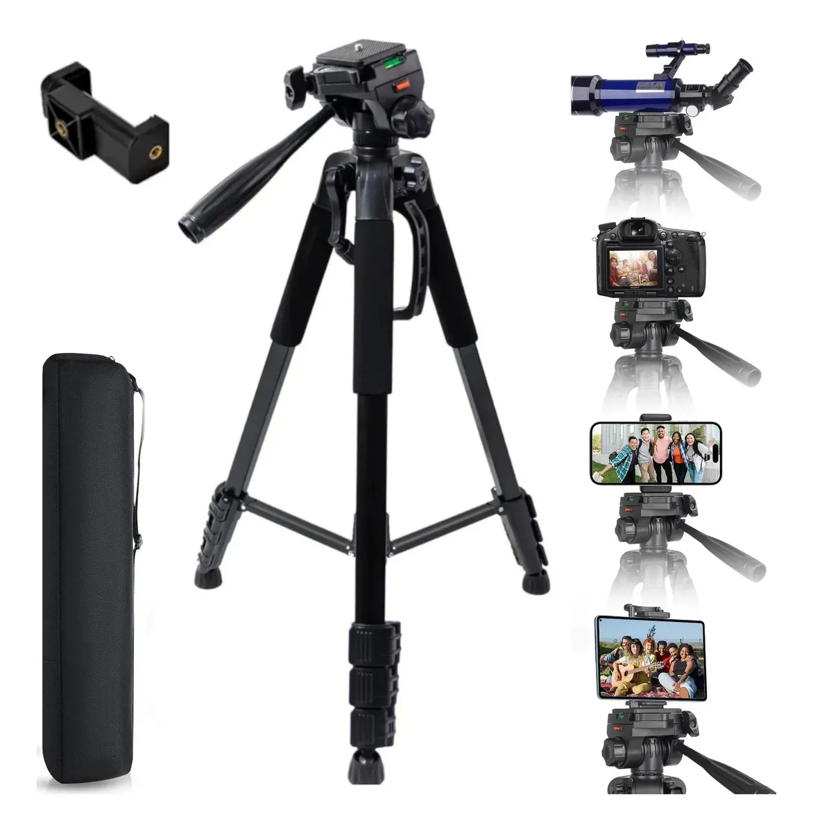 Tripé Profissional 1,80m Elyx Mtg-3018 Para Câmera E Celular Com Cabeça Hidráulica Panorâmica 360°, Rosca Universal 1/4, Altura Ajustável, Acompanha Bolsa…