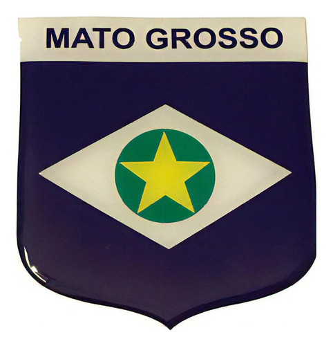 Adesivo Resinado Em Escudo Da Bandeira Do Mato Grosso