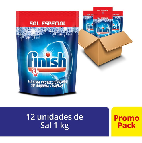 Imagen 1 de 7 de Combo Finish Sal Especial Lavavajillas Automatico 1 Kg X12
