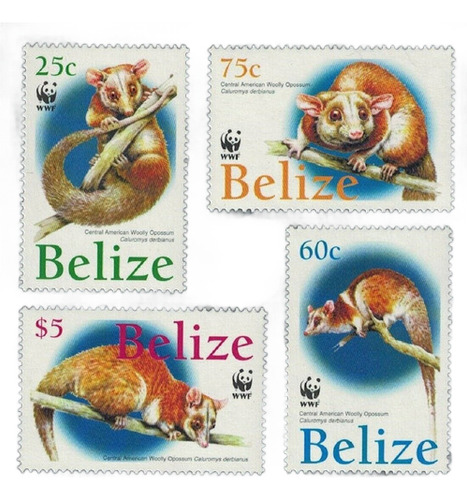 2004 Wwf Fauna- Marsupiales- Belice (sellos) Mint