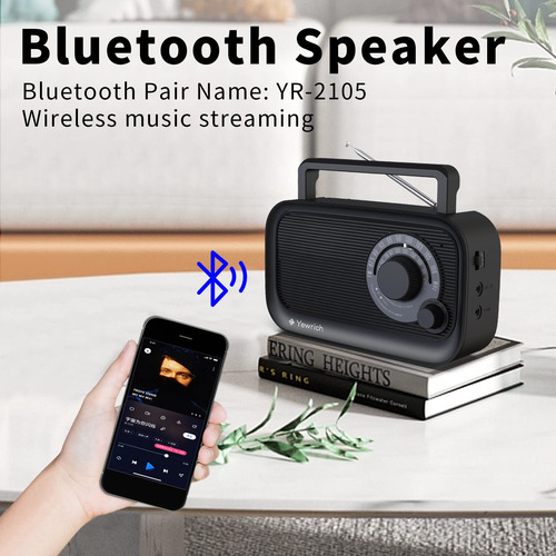 Radio Portátil Am Fm Bluetooth Con Gran Recepción Y Dsp