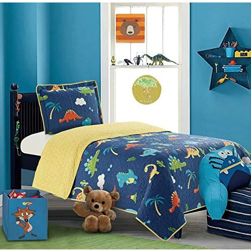 Set De Edredón De 2 Piezas Niños Estampado De Dinosau...