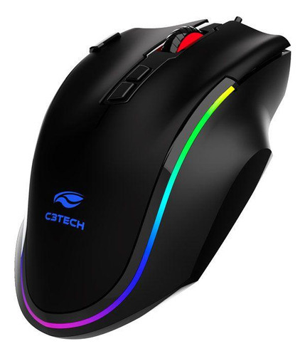 Mouse Gamer Usb C3tech Mg-520bk Fury Até 7.000 Dpi Led Rgb Cor Preto