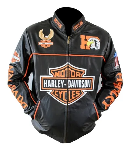 comprar Chamarra De Piel Tipo Harley Bordada