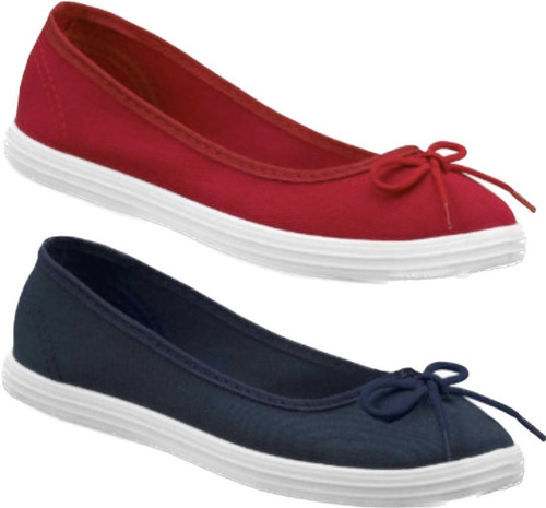  Set Dos Pares Andrea Flat Balerina Rojo Azul  2643168