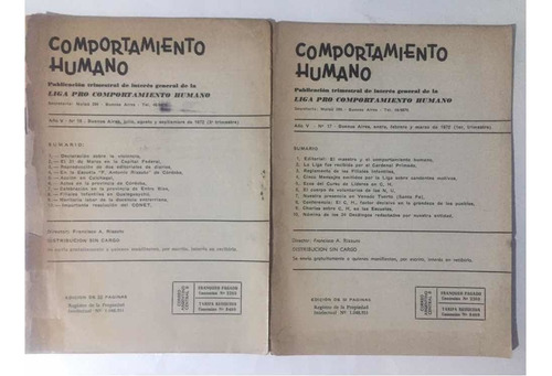 2 Revistas Liga Pro Comportamiento Humano # 17-19 - 1972