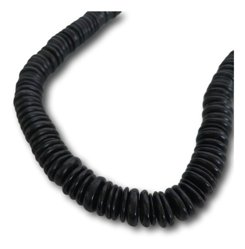 Imagem 3 de 4 de Colar Masculino Disco Coco Preto Fef. 1410