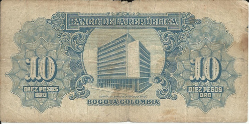 Imagen 2 de 2 de Colombia 10 Pesos, 1 Enero 1960