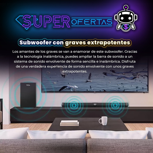 Imagen 4 de 7 de Potente Barra De Sonido Tcl 320 Watts Bluetooth + Subwoofer
