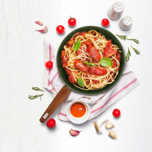 Sarten De Aluminio Para Cocina Saludable Vegetales Comidas Reforzado Con Mango Tvs Natura Antiadherente 32cm Apto Inducción Fabricación Italiana