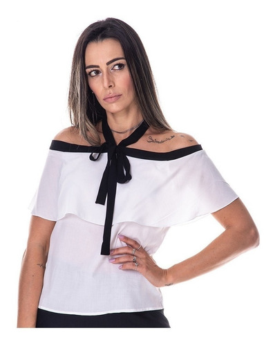 Imagem 3 de 4 de Blusa Ombro A Ombro, Com Babado, Maravilhosa! 068