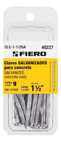 Clavos Galvanizados P/concreto 1-1/2 Blister 20u Fiero Plaza