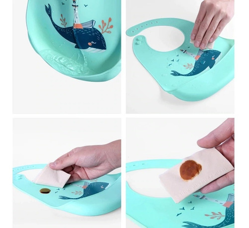Babero Silicón Impermeable Ecológico Con Dibujo Para Bebe