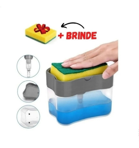 Imagem 2 de 9 de Dispenser Detergente 2x1 Suporte Porta Bucha+esponja Brinde