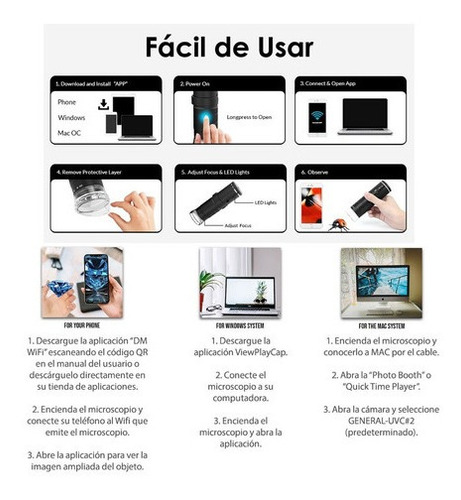 Imagen 9 de 10 de Microscopio Electronico Digital 50-1000x Usb Wifi 1080p 8led