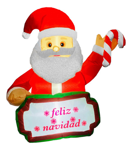Figura Navideña Inflable Mini Santa Claus Feliz Navidad 1.2m