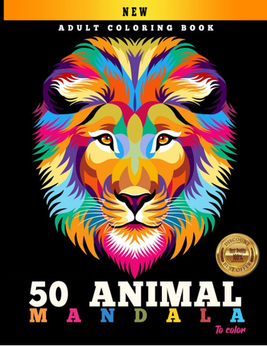 Libro: Adult Coloring Book : 50 Animal Mandala To Color: Col