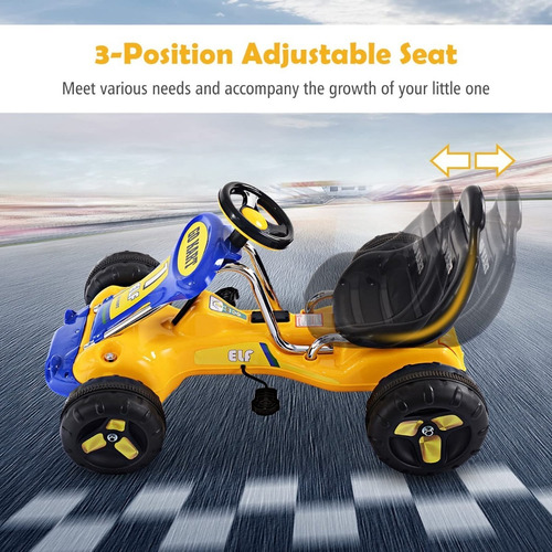 Carro Para Niños Tipo Go Kart Color Amarillo Marca Costzon