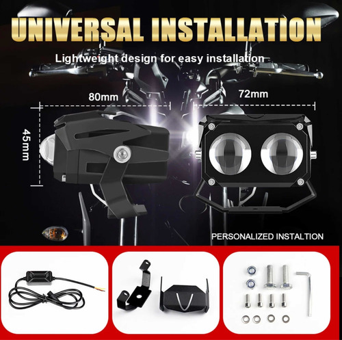 Neblinero Led Láser Rectangular Doble Función Largo Alcance