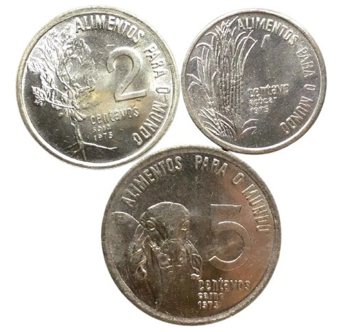 Série 3 Moedas 1 2 5 Centavos 1975 Fao Fcs (1 De Cada)