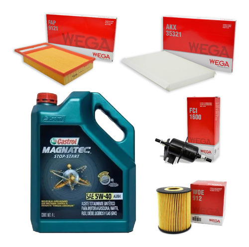 Kit 4 Filtros + 4l Aceite Castrol 5w40 Fiat Palio Etorq