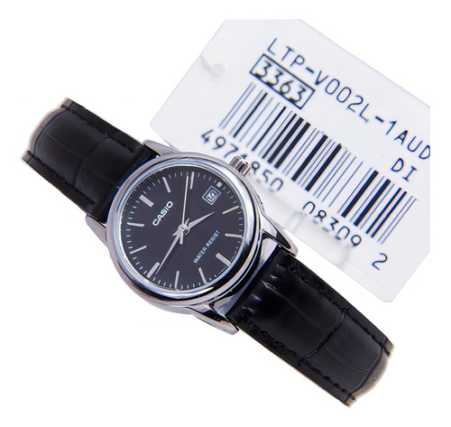Reloj Casio LTP-V002l 1au para mujer, piel plateada y negra
