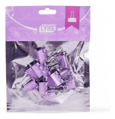 Prendedor De Papel Binder Clips Lyke Cores 19mm 12un Cor Violeta