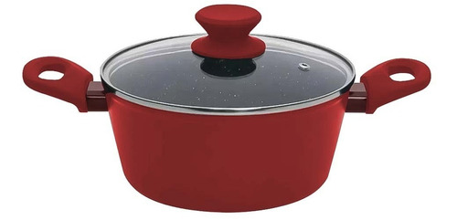 Panela Caçarola Ceramica 24cm Avulsa Antiaderente Fundo Triplo Indução Vermelha Rubi Mimo Style