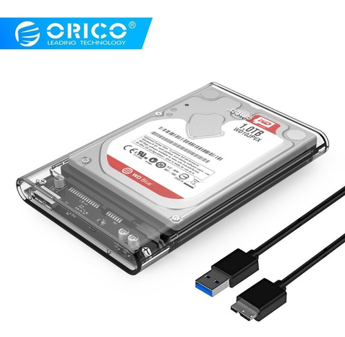 Estojo de disco rígido externo transparente Orico 2.5 para USB 3.0
