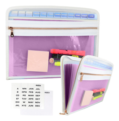 Carpeta De Archivos Expandible Con Cierre Folder Organizador Color Rosa