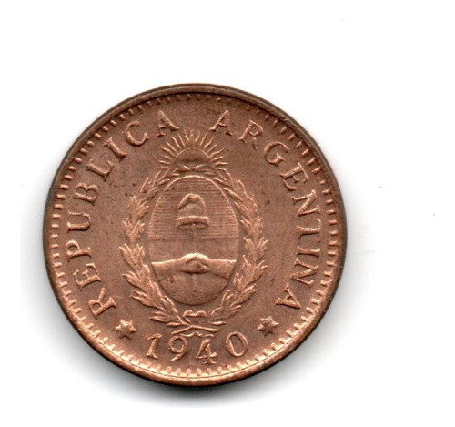 Moneda Argentina 1 Centavo Año 1940 Cobre Sc