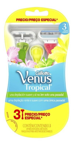 Máquina De Afeitar Venus Tropical 3 Hojas Gillette