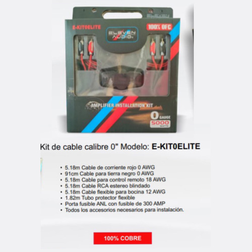 Kit De Instalación Eleven Audio Calibre 0 5000w Ekit0elite