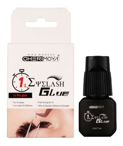 Adhesivo Extension De Pestañas 5ml Cherimoya Glue Premiun Color Negro 1 Segundo Pro