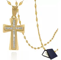 Comprar Dije Medalla Cruz Olanes Oro Sólido 10k 10 Kilates Mujer Gargantilla 45cm Dama Mujer Bebe Niña Niño Bautizo Confirmación Cruz Regalo Novia Joyería Fina Oro Puro 10k Cadena Oro Primera Comunion Cristo
