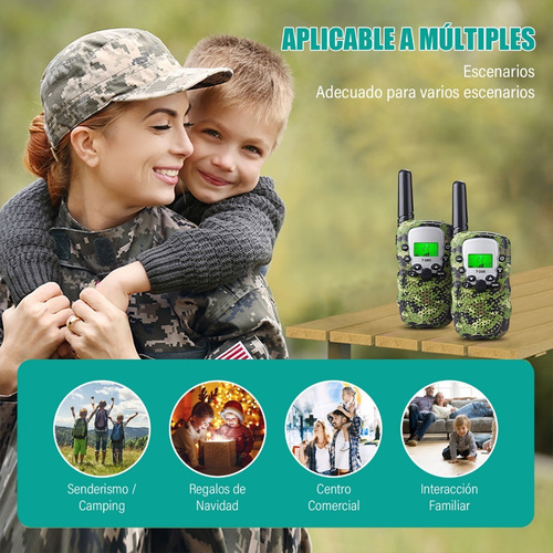 Imagen 7 de 7 de Un Par De Radio Walkie Talkie Para Niños De Diseño Camuflaje